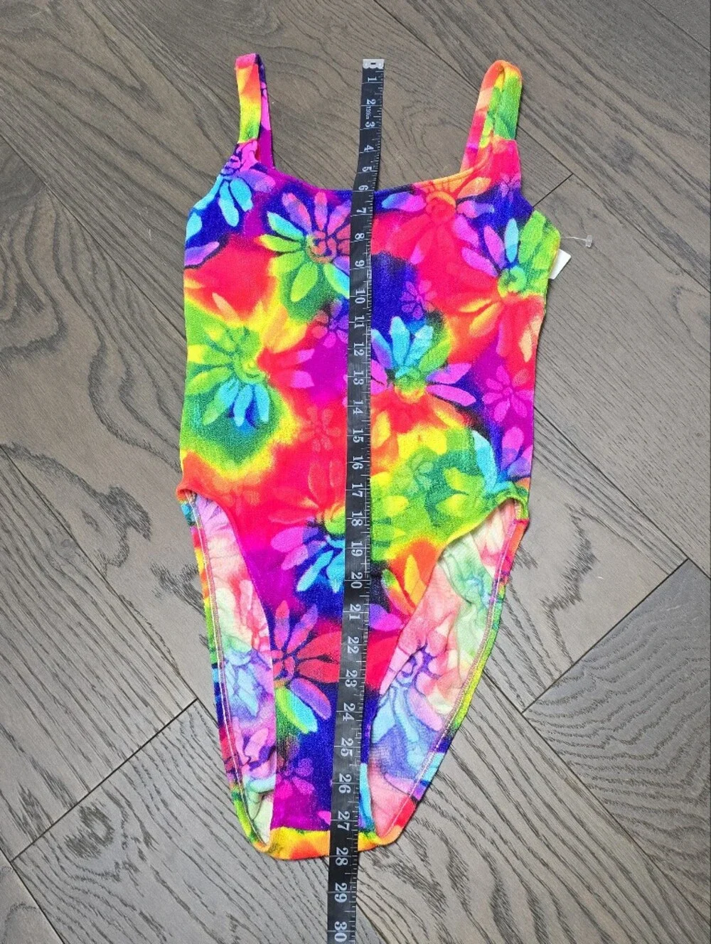 🆕️ Vintage Electric Beach by Jantzen Neon Floral High Cut One Piece Swimsuit